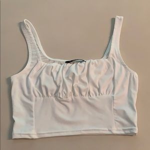 shein white ruched bust crop tank top